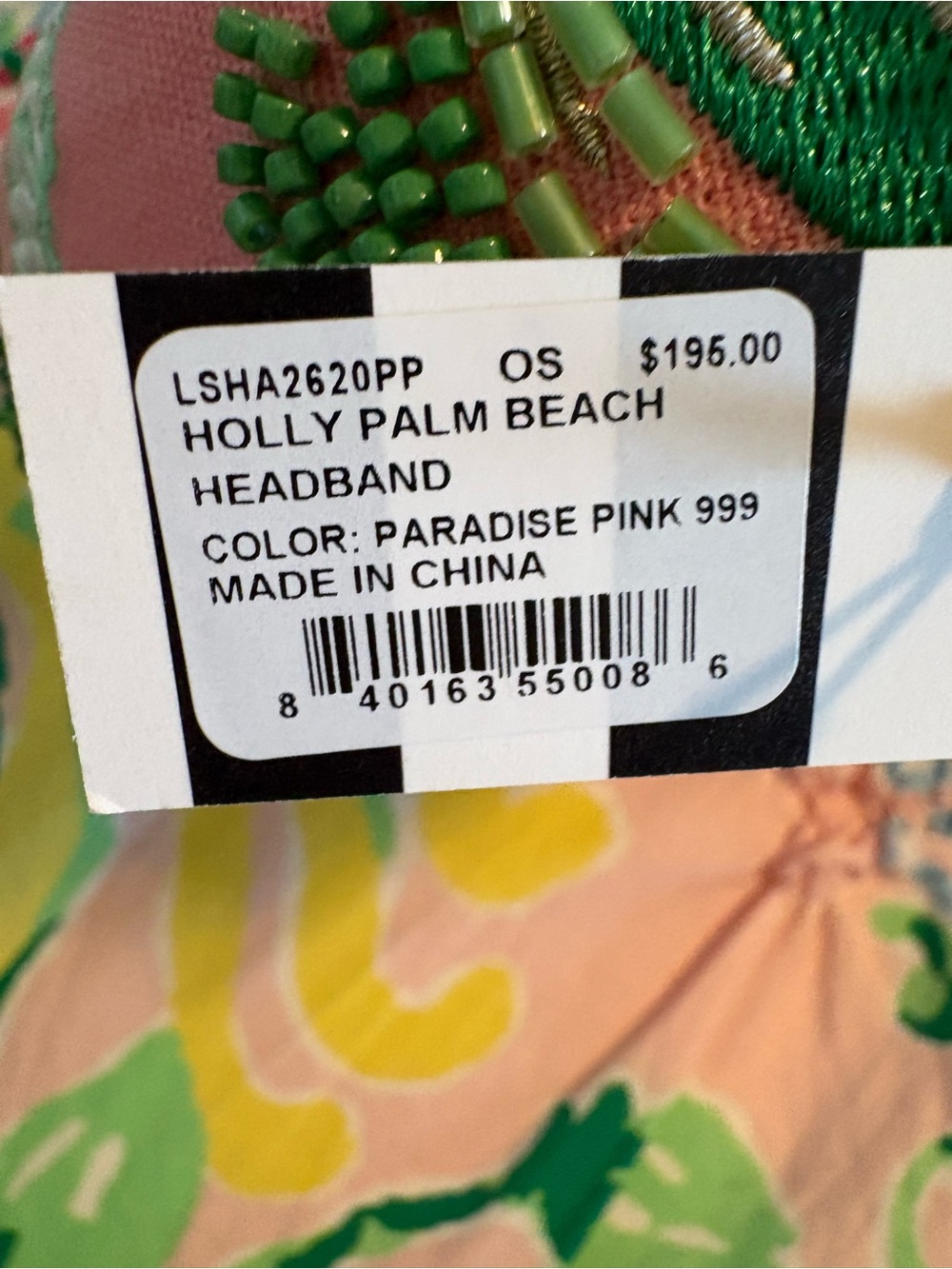 PARADISE PINK HOLLY PALM BEACH HEADBAND - Picture 4 of 4